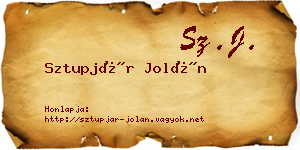 Sztupjár Jolán névjegykártya